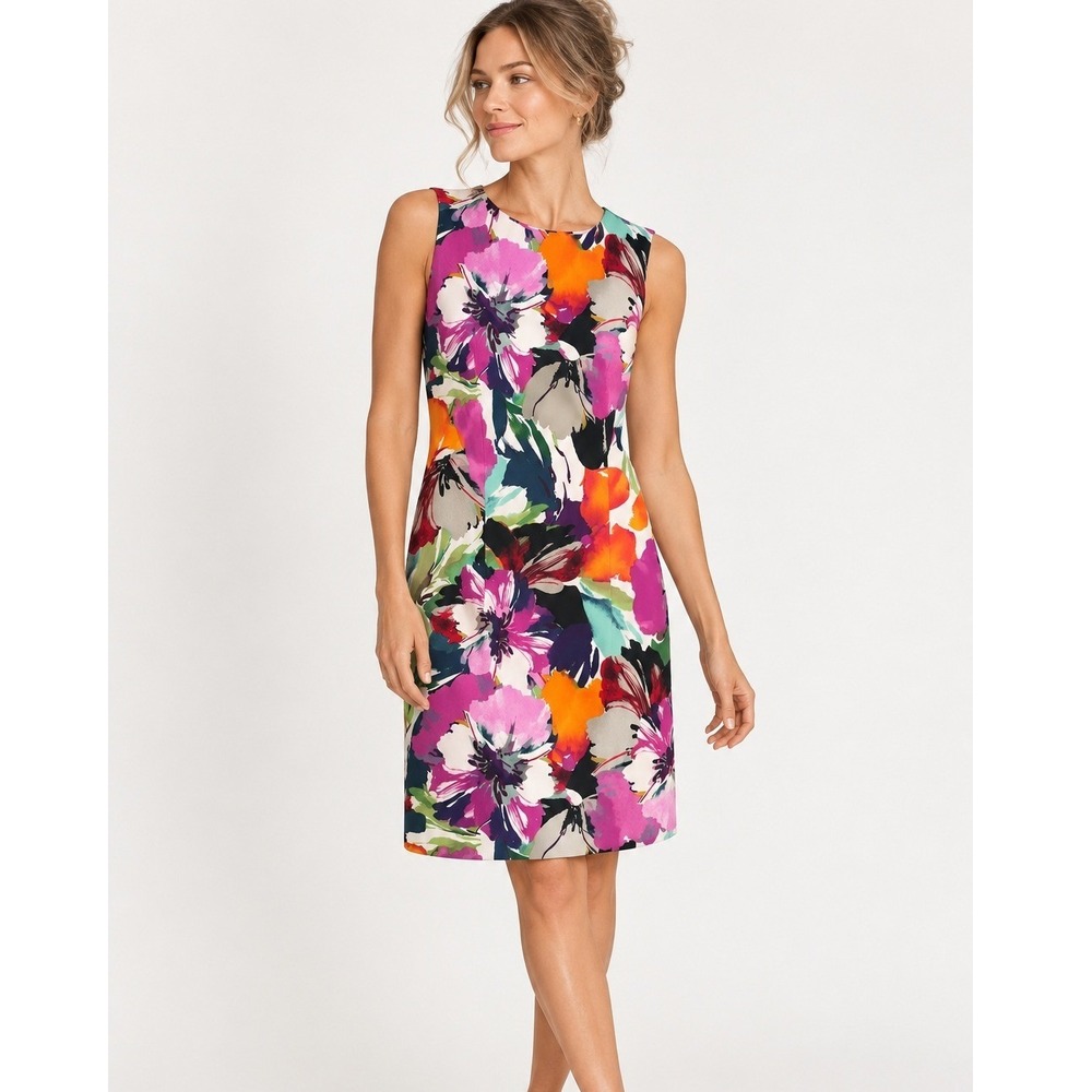 ALYX Dress Womens 12 Multicolor Floral Sleeveless Sheath Shift Tropical Resort